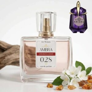 Kvepalai 028 įkvėpti Alien – Thierry Mugler, moteriški 35 ml buteliukas su jazmino žiedais, medienos gabalu ir gintaro gabalėliais