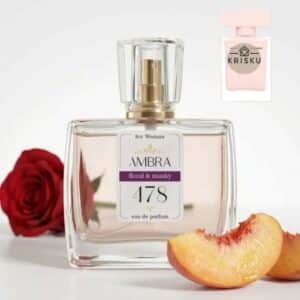 Kvepalai 478 įkvėpti For Her EDP – Narciso Rodriguez, moteriški 35 ml buteliukas su raudona rože ir persiku