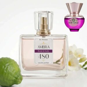 Kvepalai 480 įkvėpti Dylan Purple Pour Femme – Versace, moteriški 35 ml buteliukas su bergamote ir baltomis frezijomis