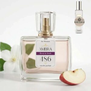 Kvepalai 486 įkvėpti Peony & Blush Suede – Jo Malone, moteriški 35 ml buteliukas su baltu žiedu ir raudonuoju obuoliu
