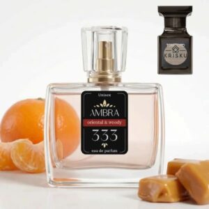 Kvepalai 333 įkvėpti Oud Wood – Tom Ford, unisex 35 ml buteliukas su mandarinu ir karamelės gabalėliais