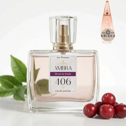 Kvepalai 406 įkvėpti Ange ou Démon Le Secret – Givenchy, moteriški 35 ml buteliukas su spanguolėmis ir žaliais lapeliais