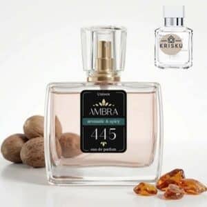 Kvepalai 445 įkvėpti Gentle Fluidity Silver – Francis Kurkdjian, unisex 35 ml buteliukas su muskato riešutais ir gintaro gabalėliais