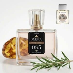 Kvepalai 085 įkvėpti Égoïste Platinum – Chanel, vyriški 35 ml buteliukas su gintaro gabalu ir rozmarino šakele